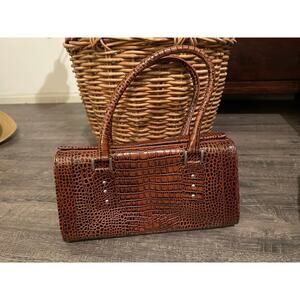 Charlie Lapson Women's Brown Animal Print Leather Handbag Purse